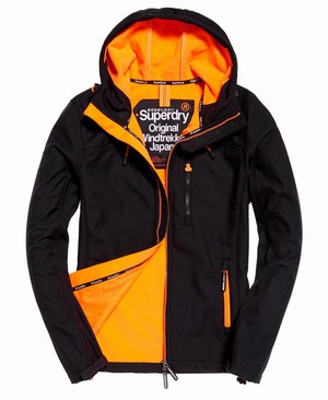 Superdry Hooded SD-Windtrekker Férfi Kabát Fekete/Narancssárga | NJTXY1742